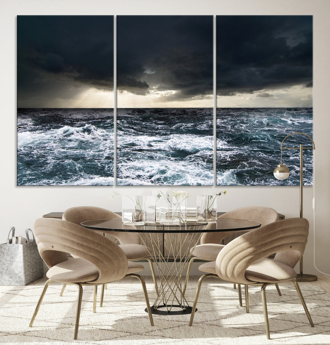 Stormy Sea Ocean Landscape Large Canvas Art Print for Home Decoration