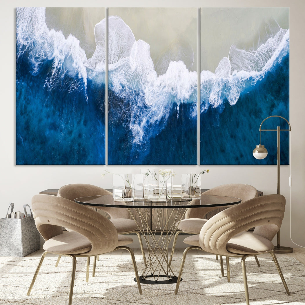 Hypnotic Aerial Beach Photo Wall Art Print Extra Large Ocean Canvas Print