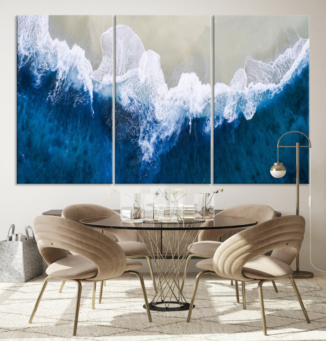 Hypnotic Aerial Beach Photo Wall Art Print Extra Large Ocean Canvas Print