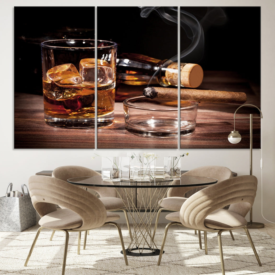 Elegant Whiskey Wall Art Canvas Print Bourbon Art Printing Modern Decor