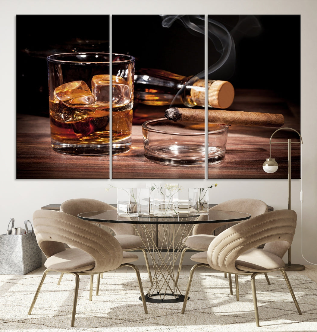 Elegant Whiskey Wall Art Canvas Print Bourbon Art Printing Modern Decor