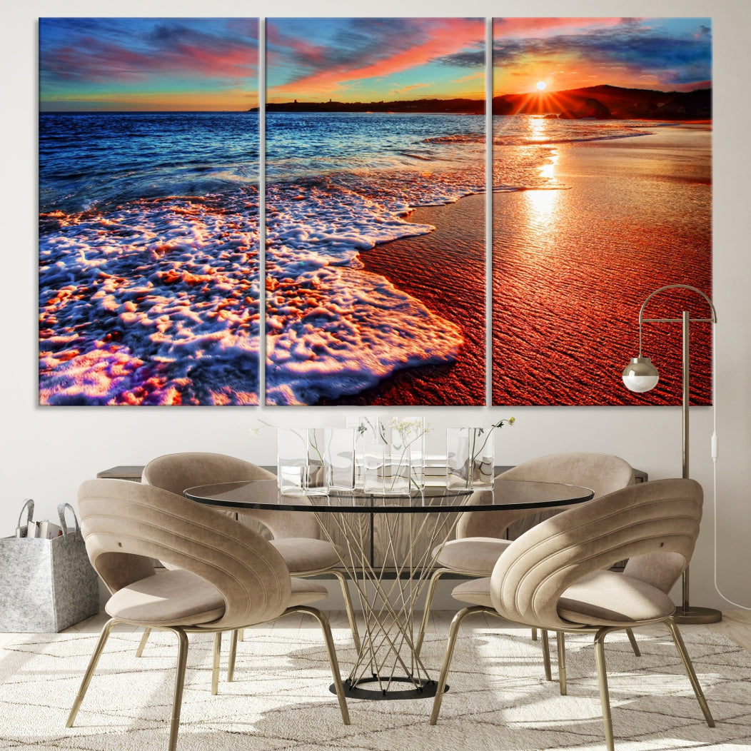 Beautiful Ocean Sunset Beach Giclee Canvas Extra Large Wall Art Print