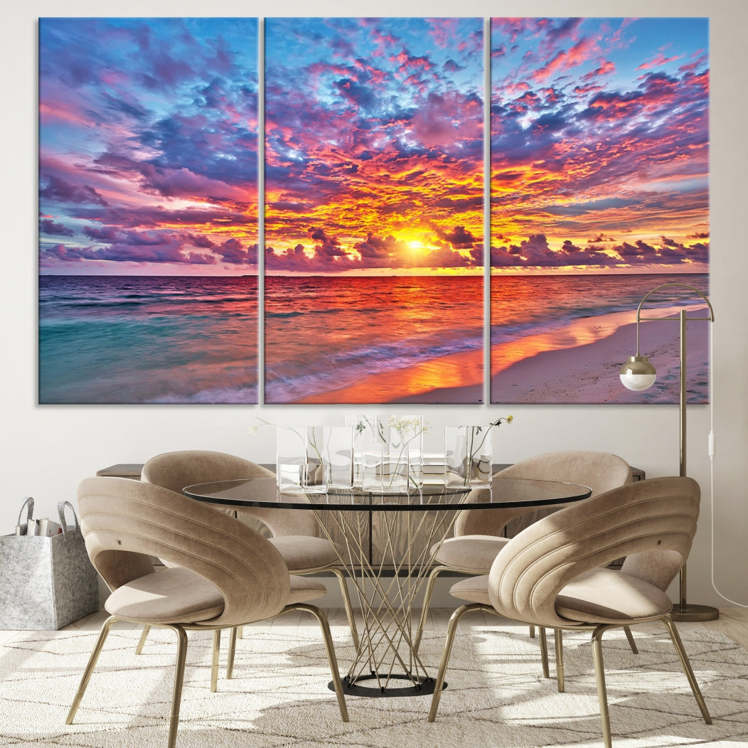 Amazing Ocean Sunset Beach Landscape Giclee Canvas Extra Large Wall Art Print