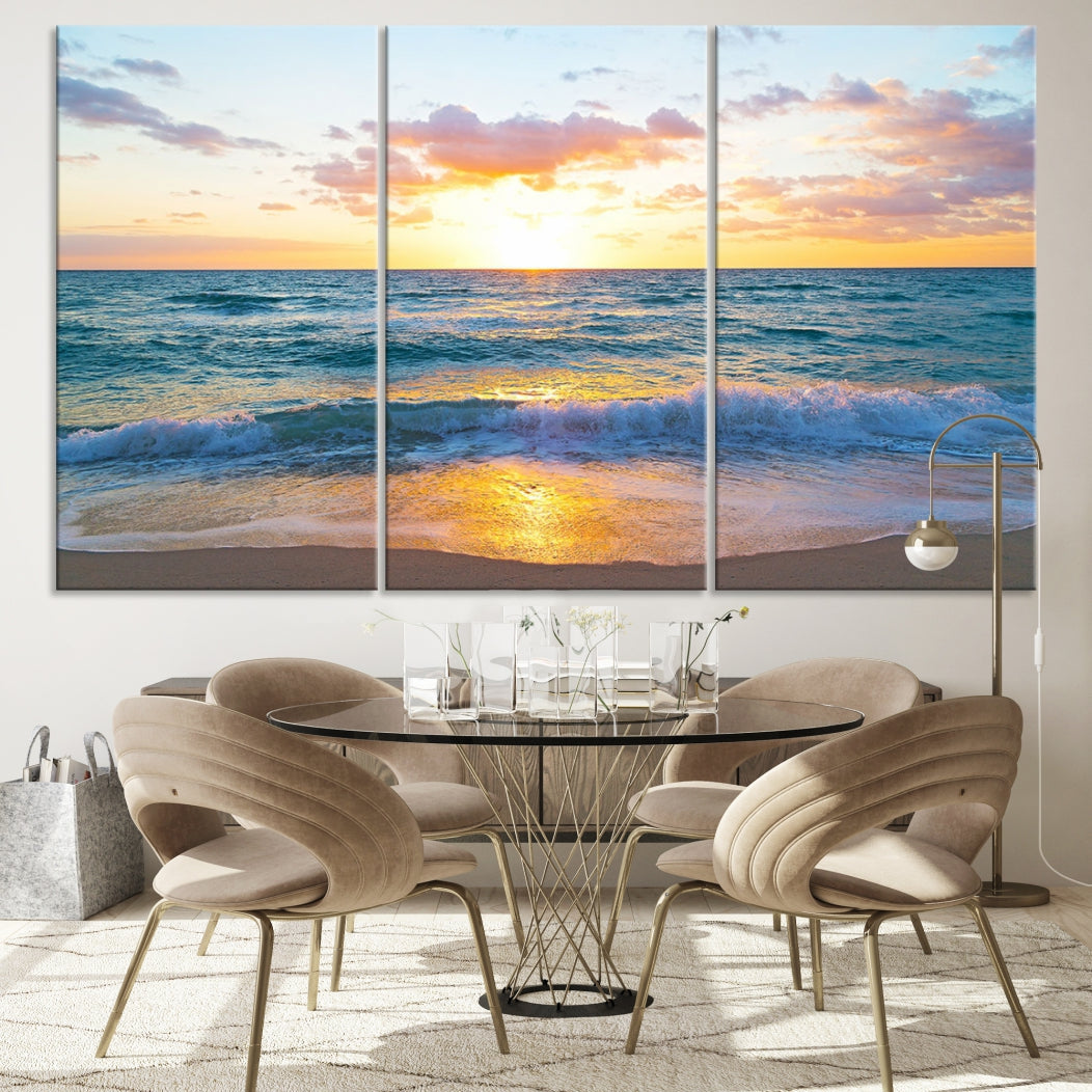 Ocean Beach Canvas Wall Art Beach Canvas, Coastal Artwork Print for Living Room Home Office Decor, Beach Wall Art, Sea