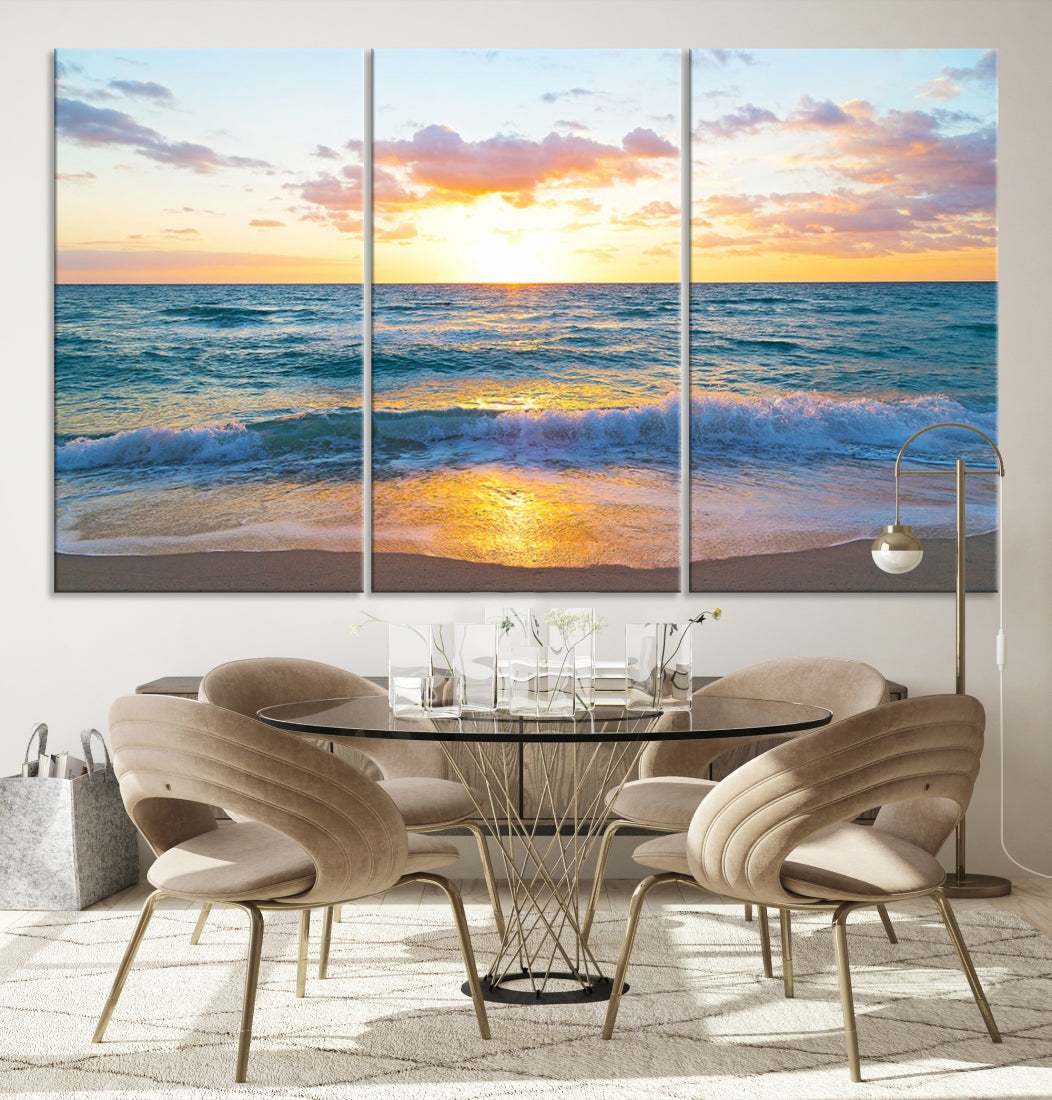 Ocean Beach Canvas Wall Art Beach Canvas, Coastal Artwork Print for Living Room Home Office Decor, Beach Wall Art, Sea