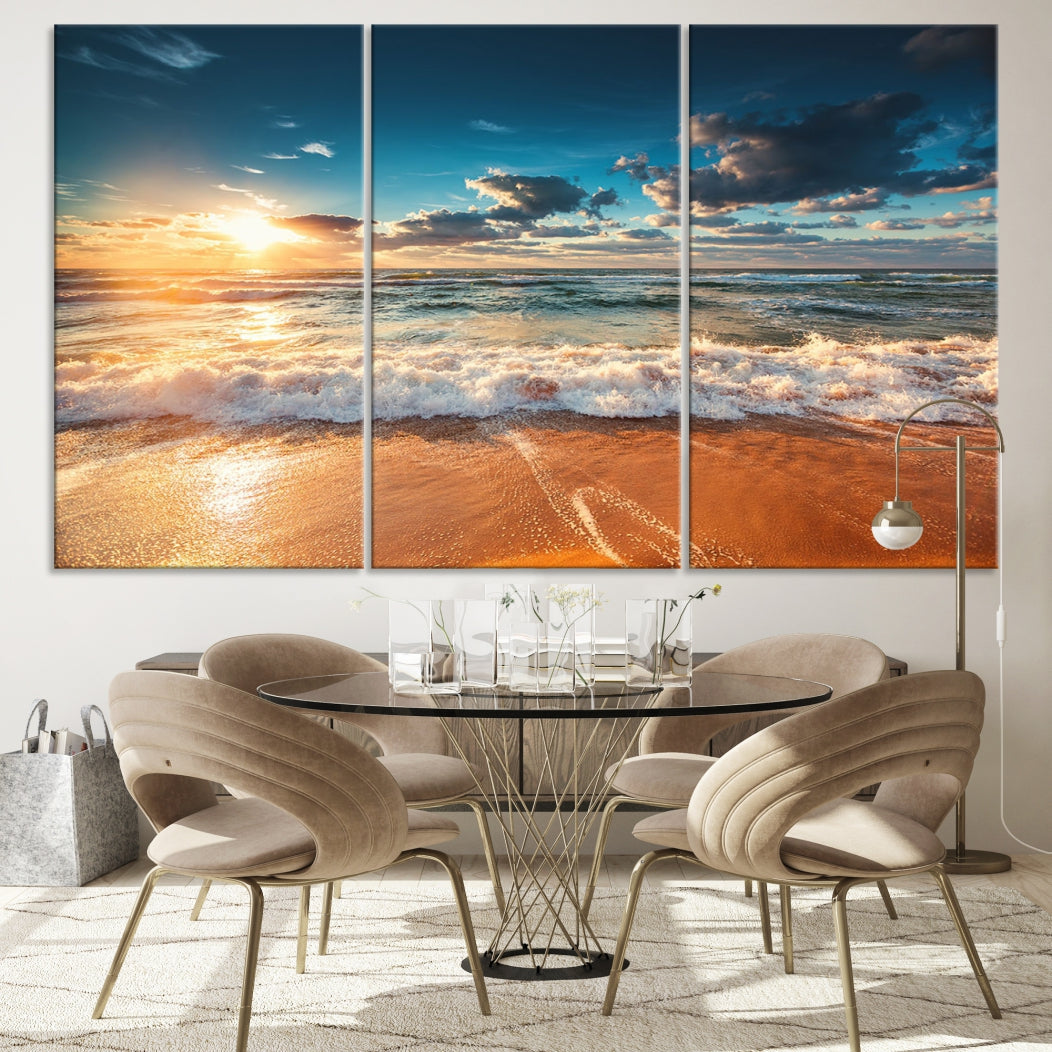 Ocean Beach Coastal Wall Art Canvas Print