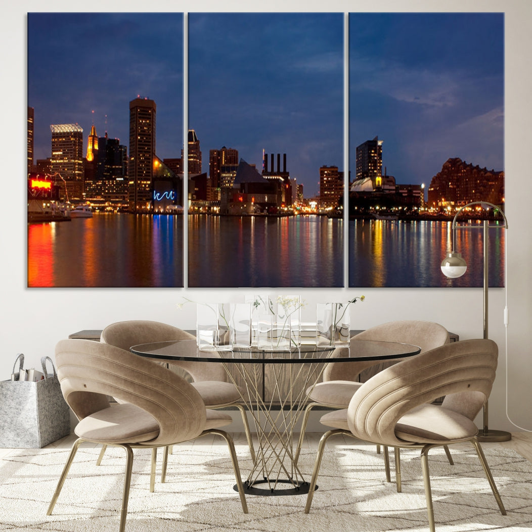 Baltimore City Downtown Skyline Cityscape Large Wall Art Canvas Print