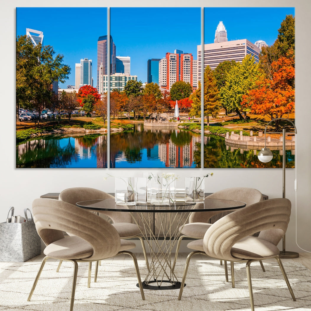 Charlotte City Photo Print Framed Canvas Wall Art Cityscape Wall Decor