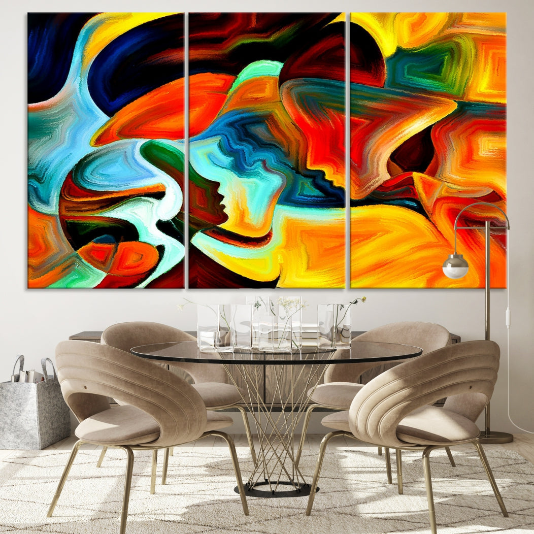 Abstract Human Faces Modern Painting Canvas Wall Art Print for Office