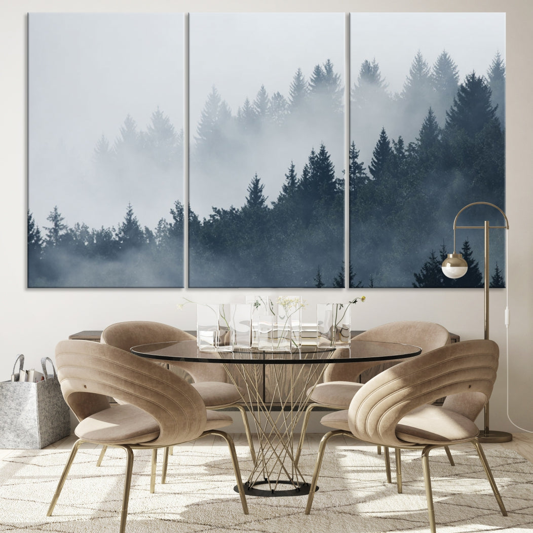 Bring the Peaceful Beauty of a Misty Foggy Forest with Clouds to Your Home with Our Nature Wall Art Canvas Print