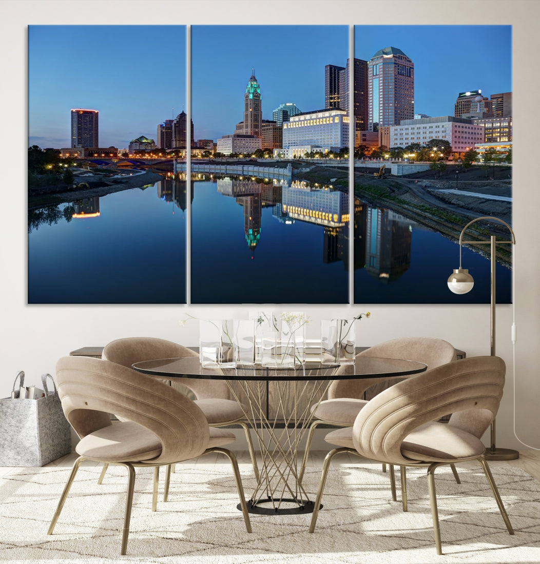 Columbus Downtown Photo Print Extra Large Skyline Wall Art Canvas Wall Decor