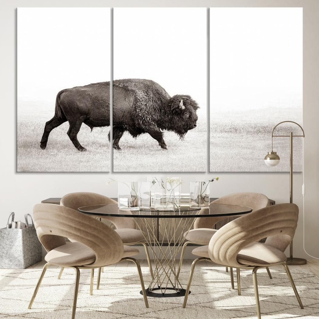 Alone Bison Wall Art Canvas Print, Cow Wall Art, Buffalo Artwork