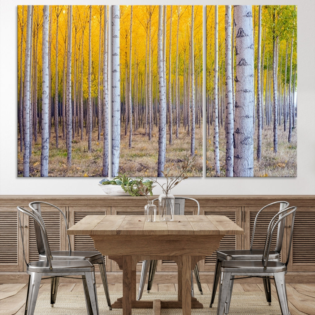 Yellow Forest Autumn Landscape Tree Wall Art Landscape Canvas Print