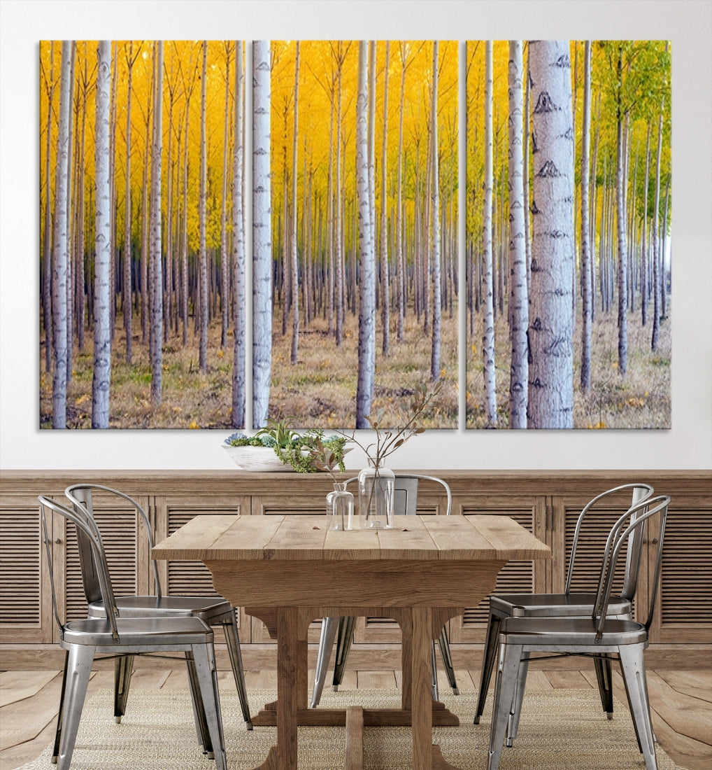 Yellow Forest Autumn Landscape Tree Wall Art Landscape Canvas Print