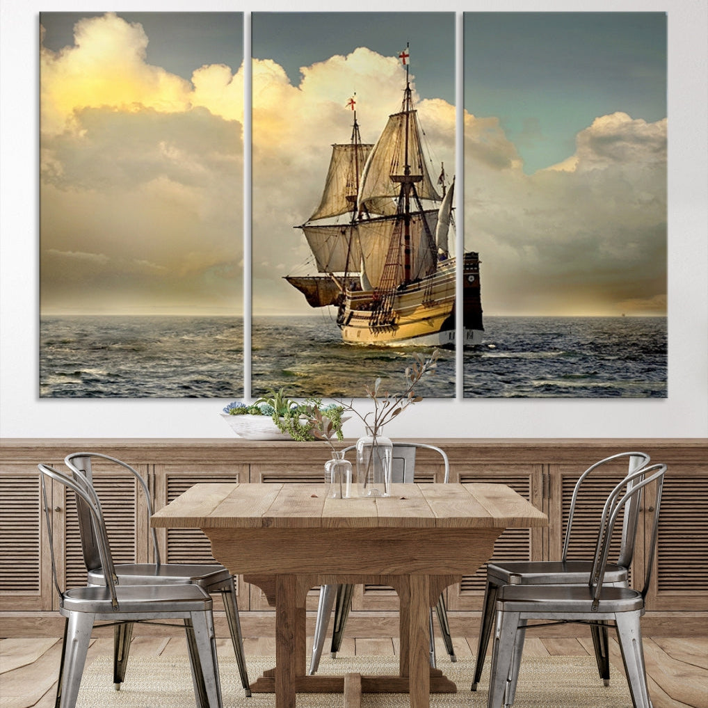 English War Ship Giclee Canvas Extra Large Wall Art Print