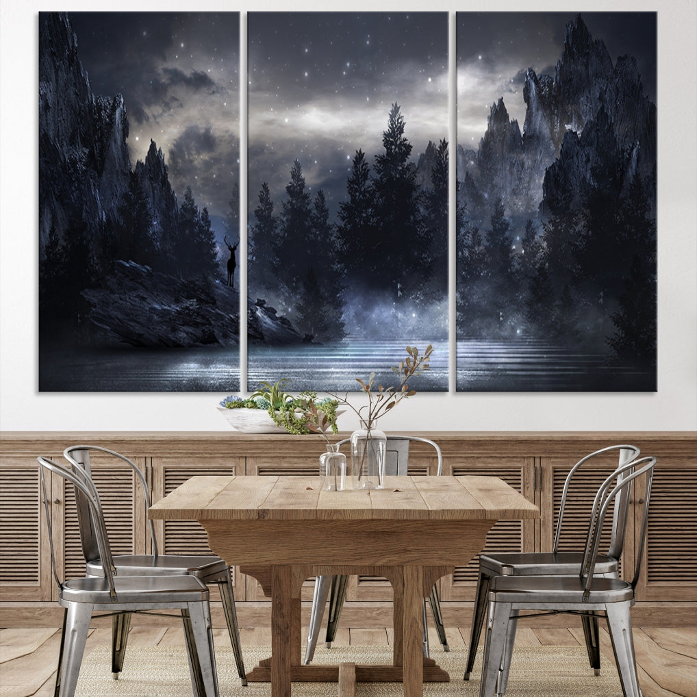 Thrilling Dark Forest Wall Art Canvas Print