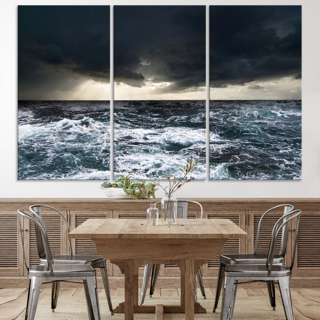 Stormy Sea Ocean Landscape Large Canvas Art Print for Home Decoration