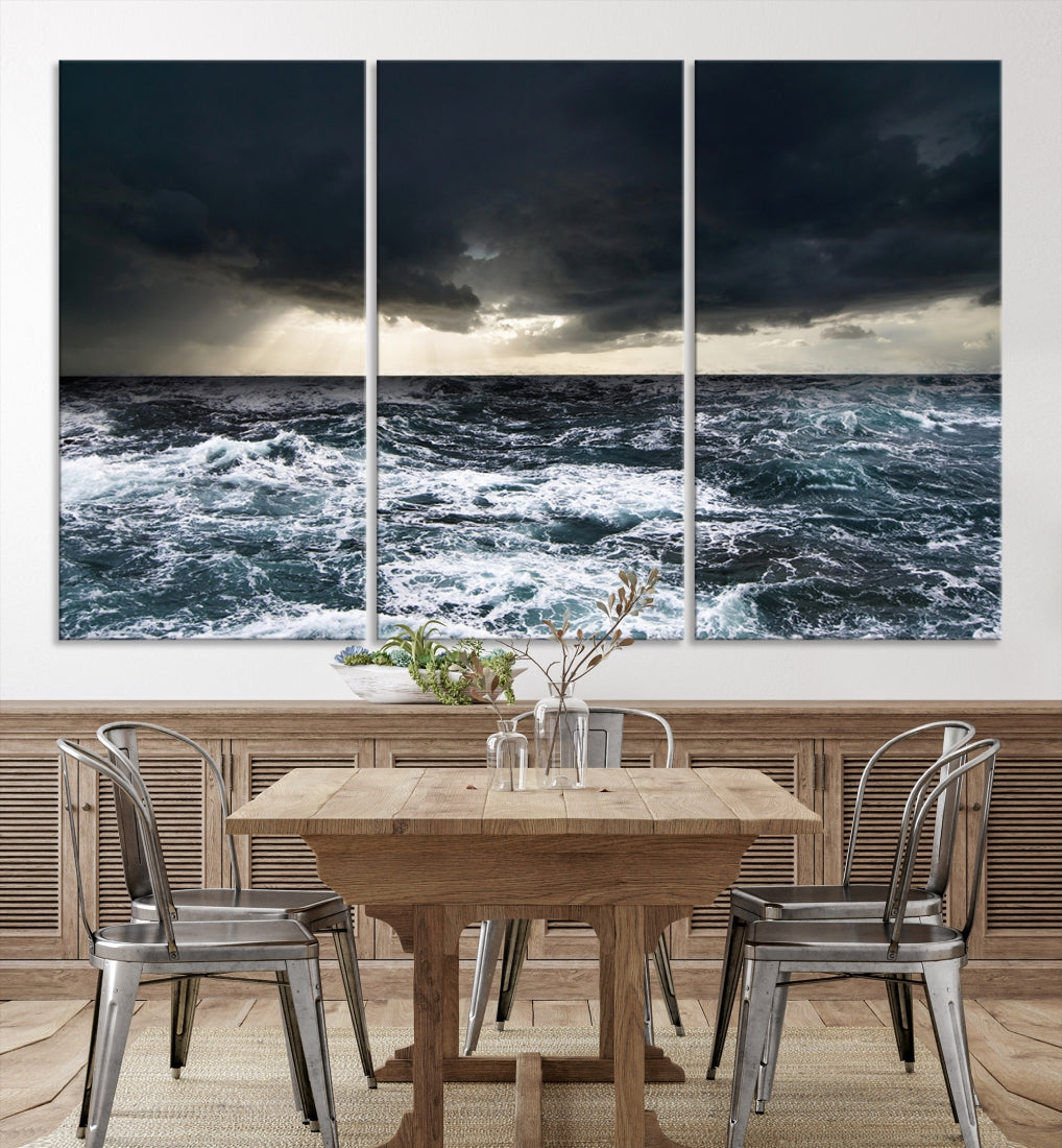 Stormy Sea Ocean Landscape Large Canvas Art Print for Home Decoration