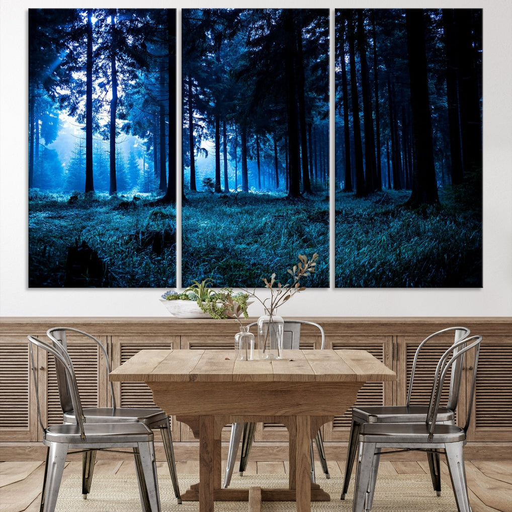 Mystic Dark Forest Wall Art Large Forest Canvas Print Landscape Canvas Art Multi Panel Wall Art Large Piece Canvas Set