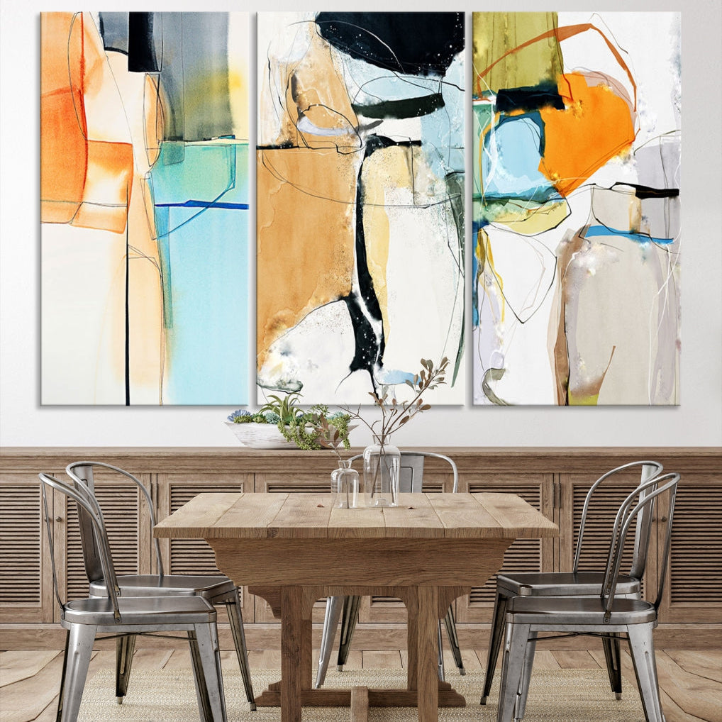 Contemporary Boho Style Abstract Canvas Wall Art Print