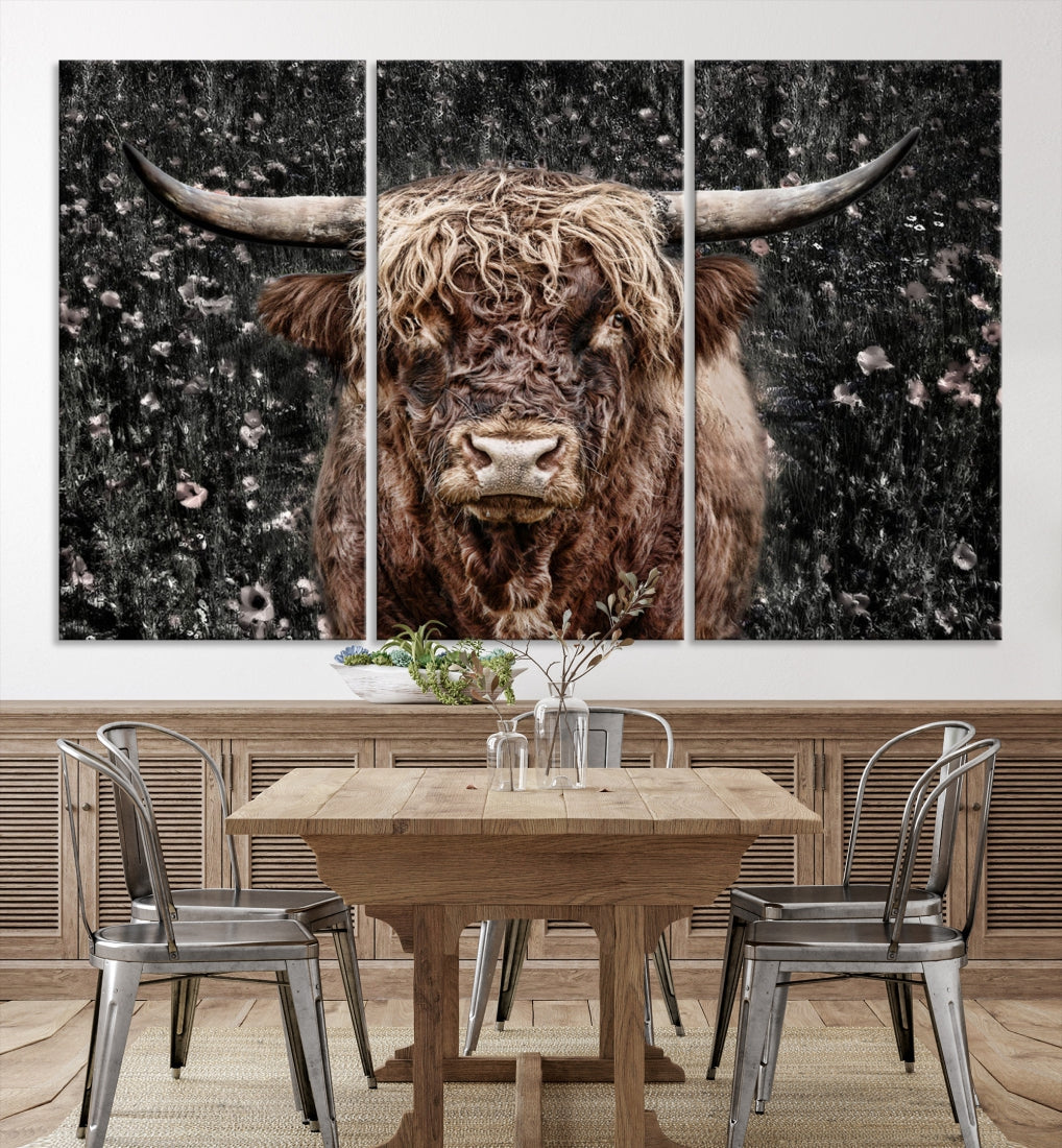 Highland Cow Photography Canvas Wall Art Print Animal Wall Art Painting Large Cow Canvas Print Home Office Ranch Farm