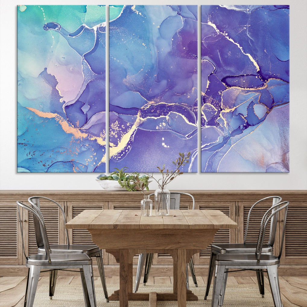 Blue and Purple Abstract Painting Modern Canvas Wall Art Print