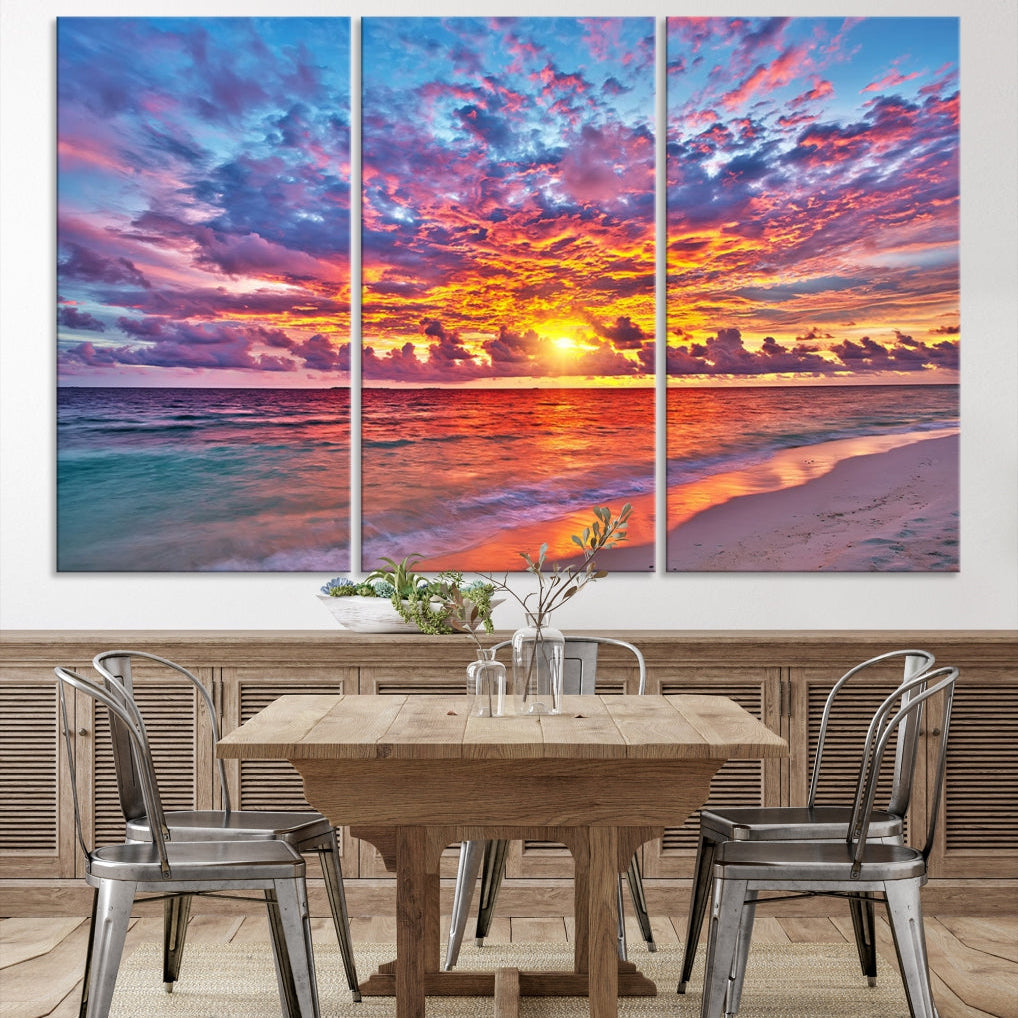 Amazing Ocean Sunset Beach Landscape Giclee Canvas Extra Large Wall Art Print