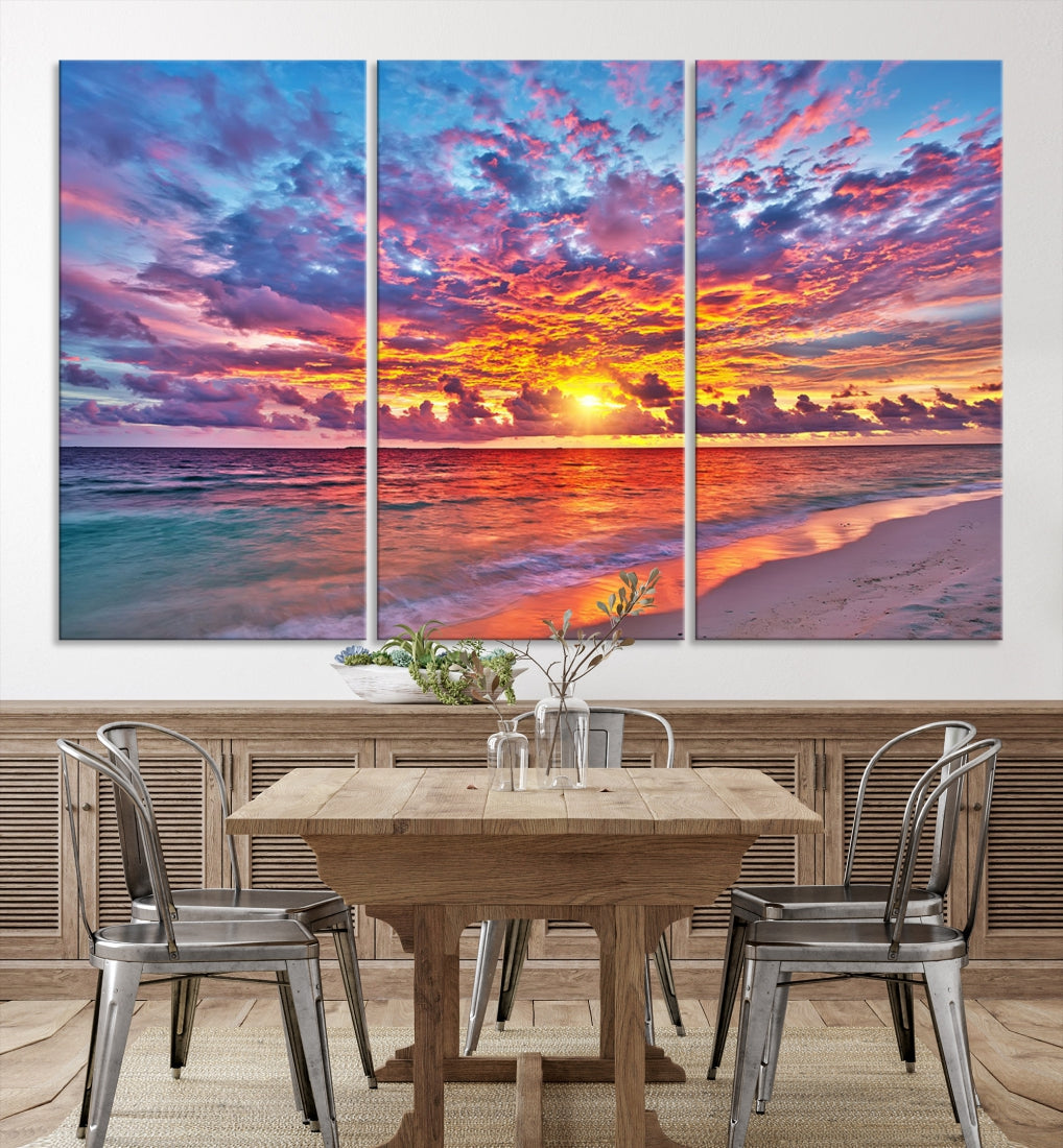 Amazing Ocean Sunset Beach Landscape Giclee Canvas Extra Large Wall Art Print