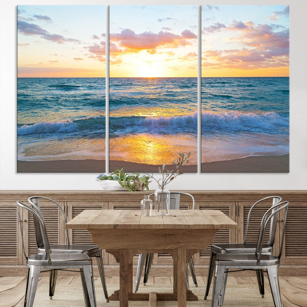 Ocean Beach Canvas Wall Art Beach Canvas, Coastal Artwork Print for Living Room Home Office Decor, Beach Wall Art, Sea