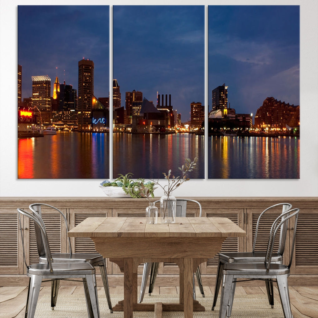 Baltimore City Downtown Skyline Cityscape Large Wall Art Canvas Print