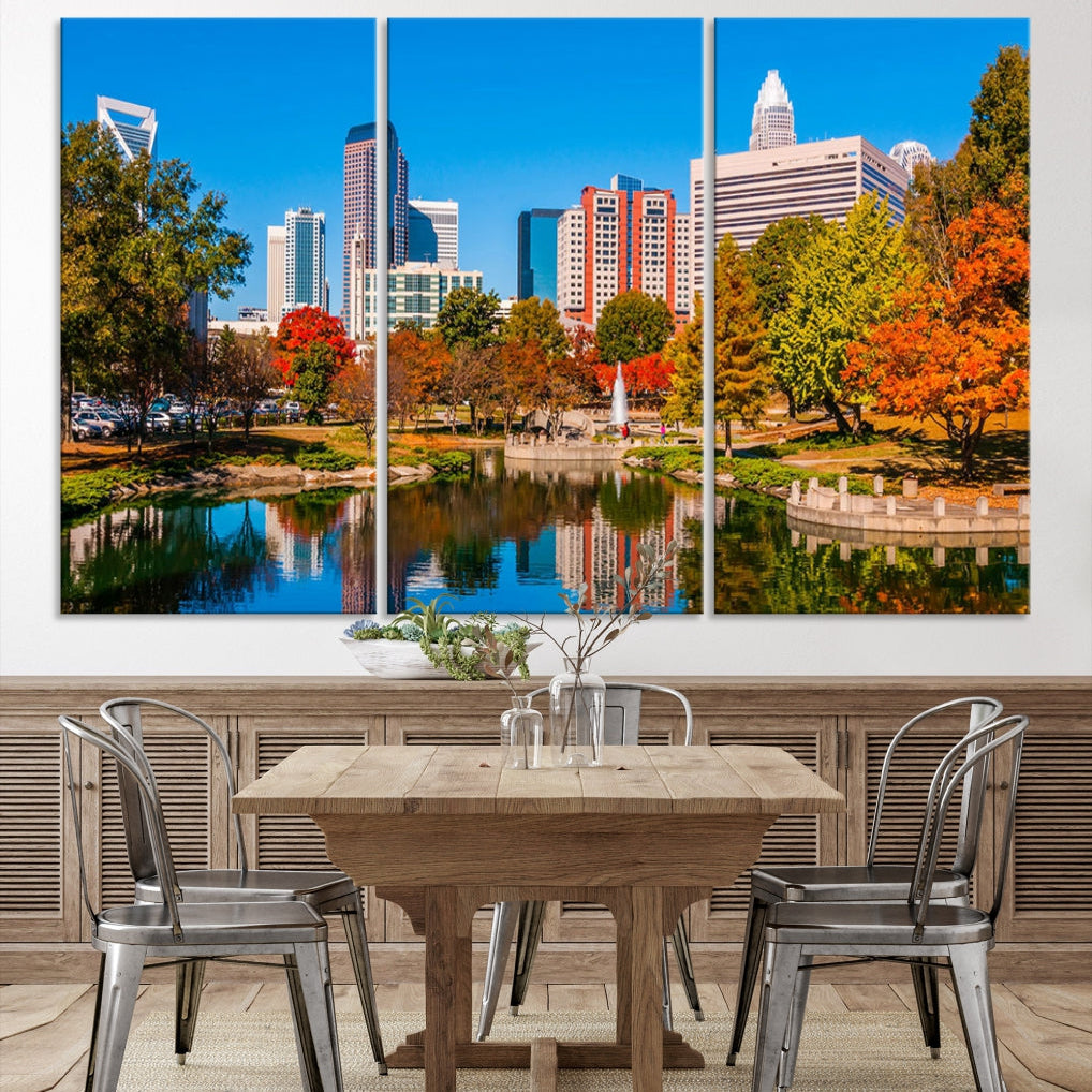 Charlotte City Photo Print Framed Canvas Wall Art Cityscape Wall Decor