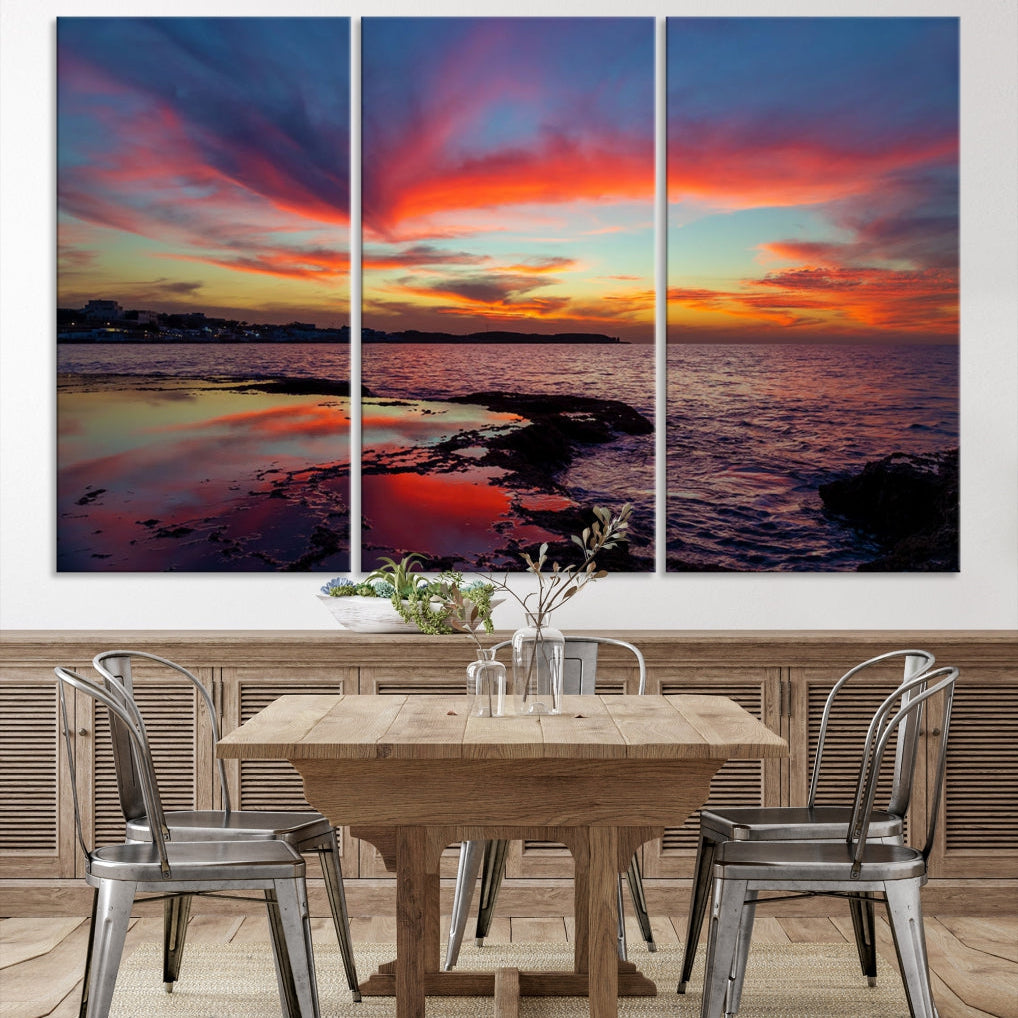 Fascinating Sunset over Horizon Beach Wall Art Canvas Print Large Wall Decor