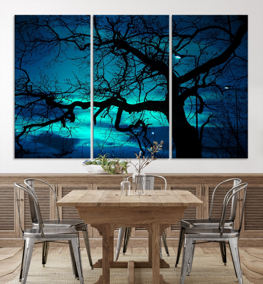 Bare Tree Moonlight Nature Wall Art Large Canvas Print Living Room Decor