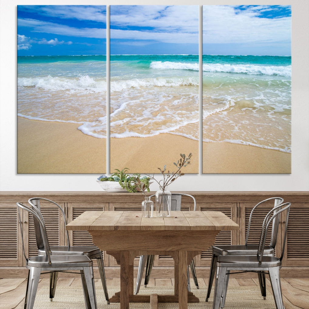 Soothing Tropical Beach Wall Art Canvas Print Coastal Ocean Holiday Season Wall Decor