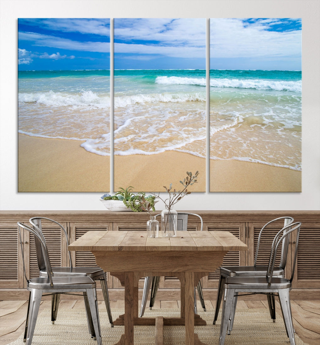 Soothing Tropical Beach Wall Art Canvas Print Coastal Ocean Holiday Season Wall Decor