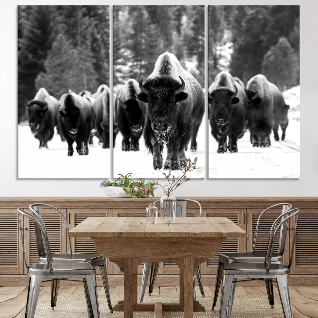 Buffalo Herd Wall Art Canvas Print, Bison Canvas Print