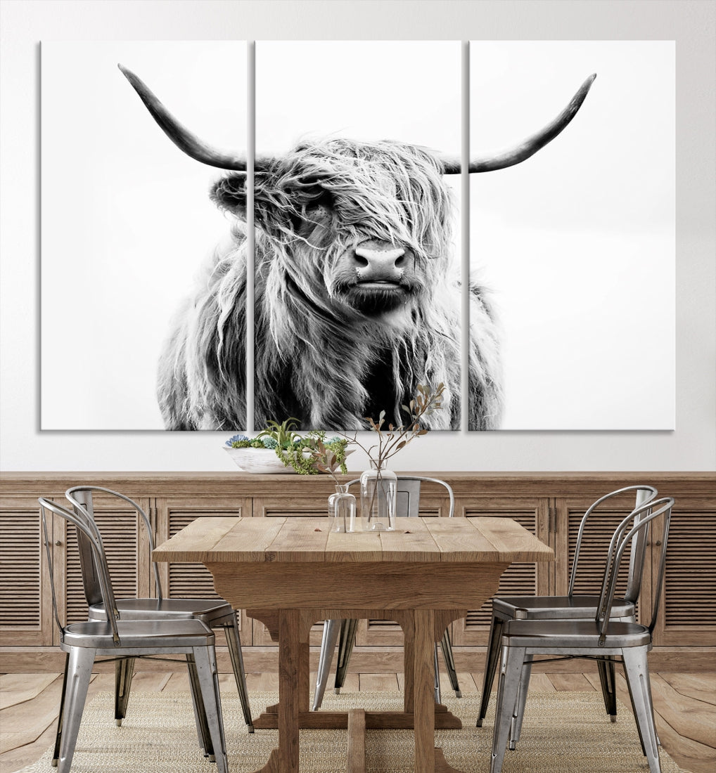 Bring the Charm of a Scottish Highland Cow to Your Farmhouse with Our Wall Art Canvas PrintA Rustic & Cozy Decor