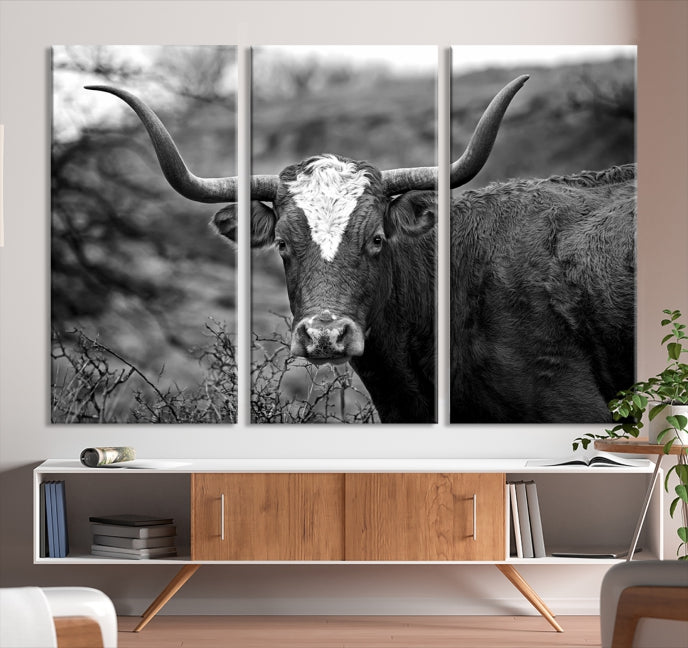 Texas Cow Large Wall Art Canvas Print