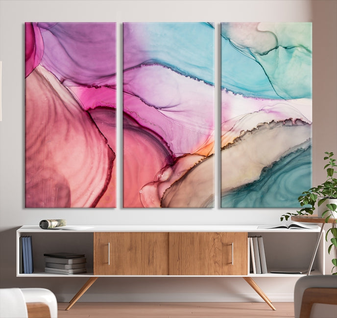 Colorful Marble Abstract Wall Art Print Canvas Living Room Kitchen Wall Decor