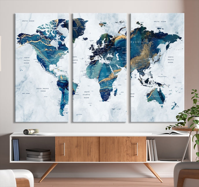 Extra Large World Map Wall Art Canvas Print Housewarming Gift