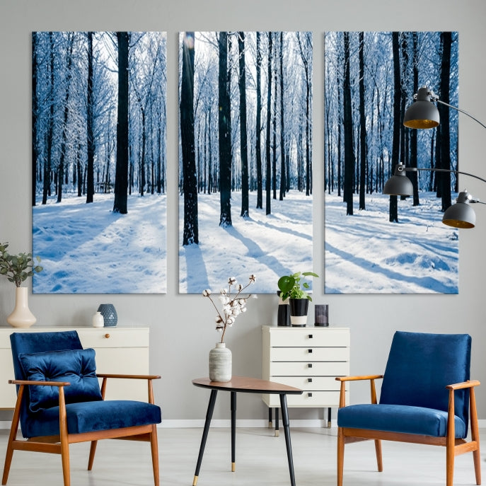 Winter Season in Forest Wall Art Canvas Print