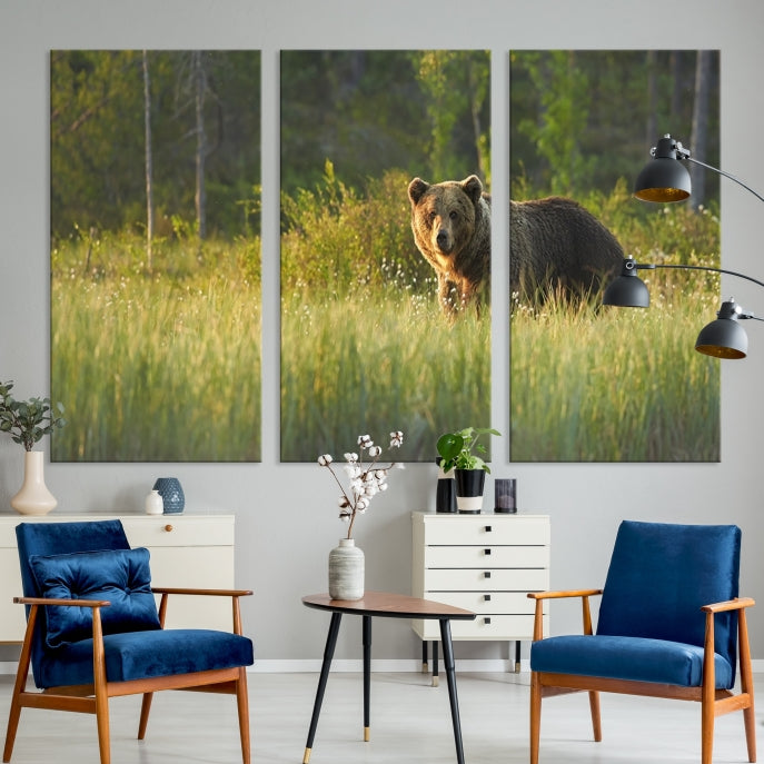 Wild Bears in Nature Large Wall Art Canvas PrintFramedReady to Hang