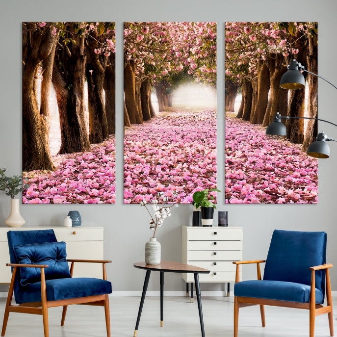 Mesmerizing Blossom Cherry Trees Large Wall Art Framed Canvas Print