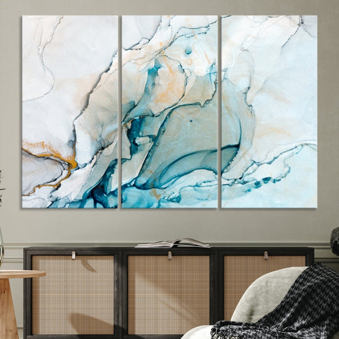 Bring a Modern & Stylish Touch to Your Home Decor with Our Large Abstract Fluid Effect Marble Canvas Wall Art Print