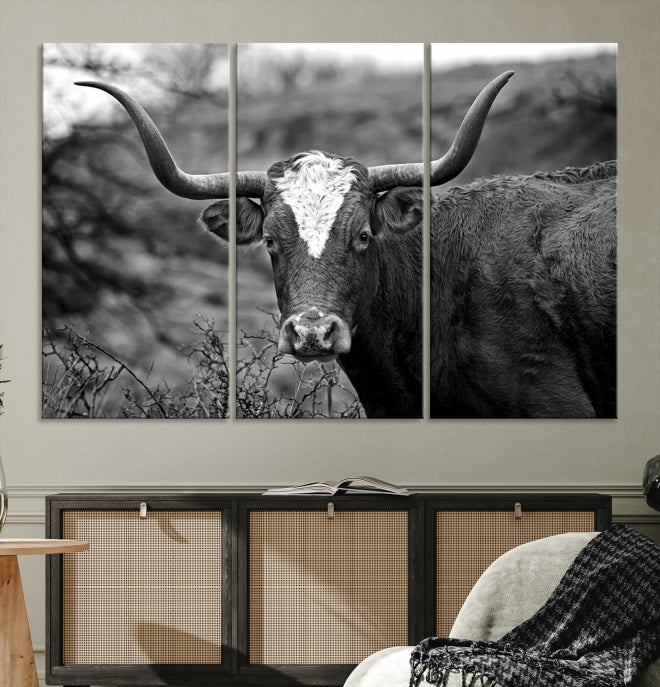 Texas Cow Large Wall Art Canvas Print