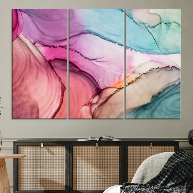 Colorful Marble Abstract Wall Art Print Canvas Living Room Kitchen Wall Decor