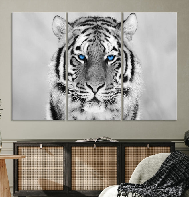 Extra Large Tiger Canvas Art Print Black White Animal Artwork for Wall