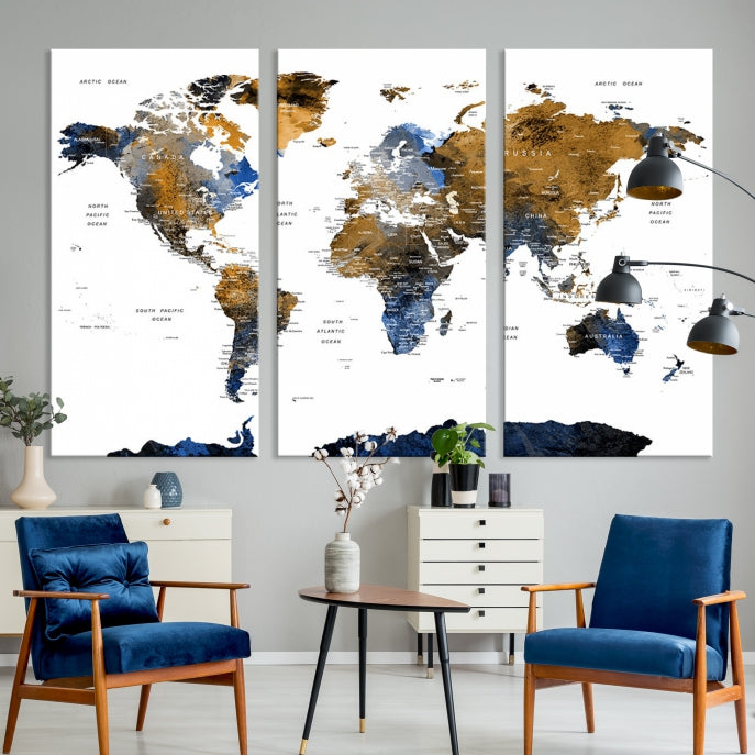 Bring Your Travel Dreams to Life with Our Large Modern World Map Canvas Print Wall ArtA Stylish & Informative Decor