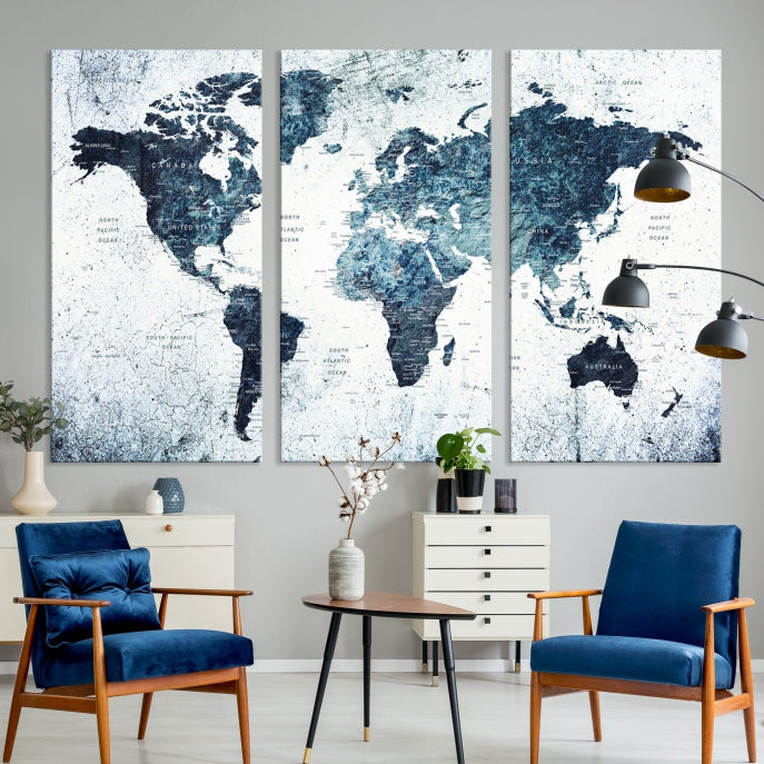 Push Pin Travel Map Large World Map Canvas World Map With 