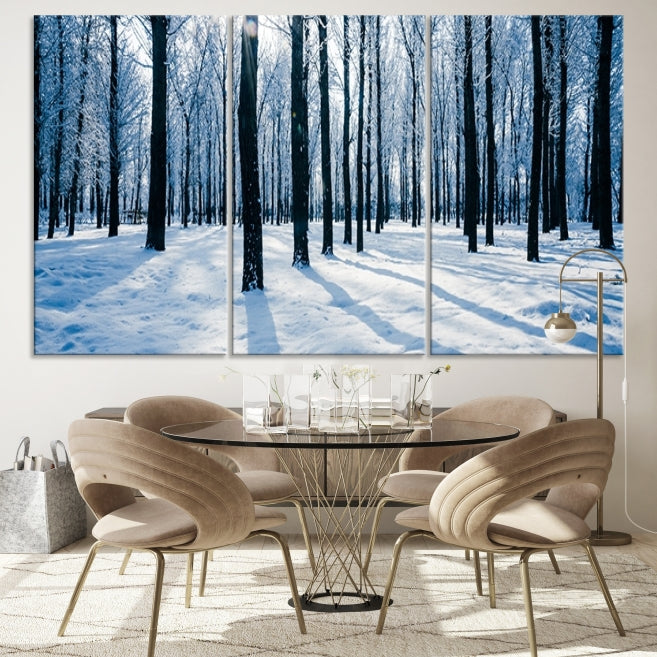 Winter Season in Forest Wall Art Canvas Print